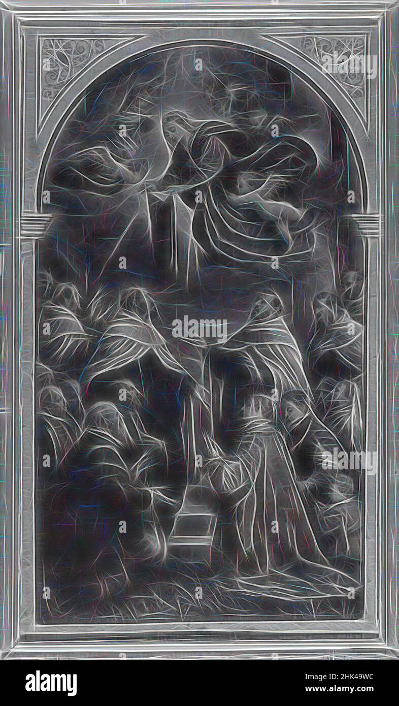 Ispirata a Leandro dal Ponte, chiamata Leandro Bassano e Workshop, Scuola Italiana Veneziana, 1557-1622, olio su tela, Italia, inizio 17th secolo, 44 x 26 pollici, reinventato da Artotop. L'arte classica reinventata con un tocco moderno. Design di calda e allegra luminosità e di raggi di luce. La fotografia si ispira al surrealismo e al futurismo, abbracciando l'energia dinamica della tecnologia moderna, del movimento, della velocità e rivoluzionando la cultura Foto Stock