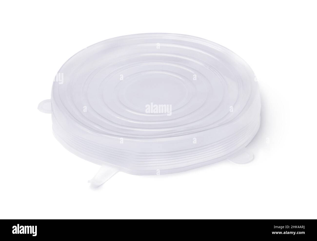 Coperchio del recipiente in silicone riutilizzabile isolato su bianco Foto Stock