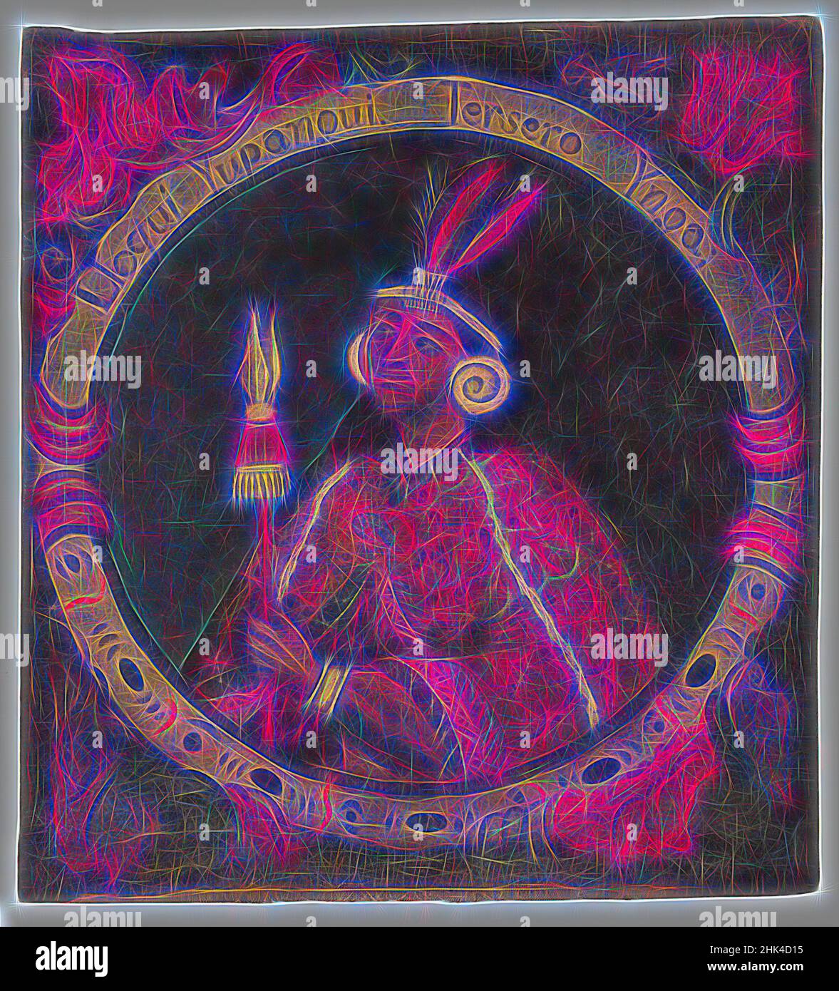Ispirato da Lloqui Yupanqui, terzo Inca, 1 di 14 Ritratti dei re Inca, Peruviano, olio su tela, Perù, metà del 18th secolo, Probabilmente, periodo coloniale, 23 11/16 x 21 9/16in., 60,2 x 54,8cm, 18th secolo, braccialetti, conquista, orecchini, orecchini, headdress, patrimonio ispanico, storico, Inca, incan, reinventato da Artotop. L'arte classica reinventata con un tocco moderno. Design di calda e allegra luminosità e di raggi di luce. La fotografia si ispira al surrealismo e al futurismo, abbracciando l'energia dinamica della tecnologia moderna, del movimento, della velocità e rivoluzionando la cultura Foto Stock