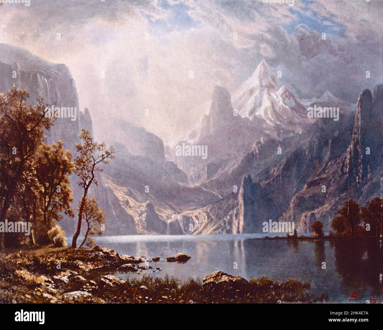 Lago Tahoe, dipinto dall'artista tedesco-americano Albert Bierstadt 1868 Foto Stock
