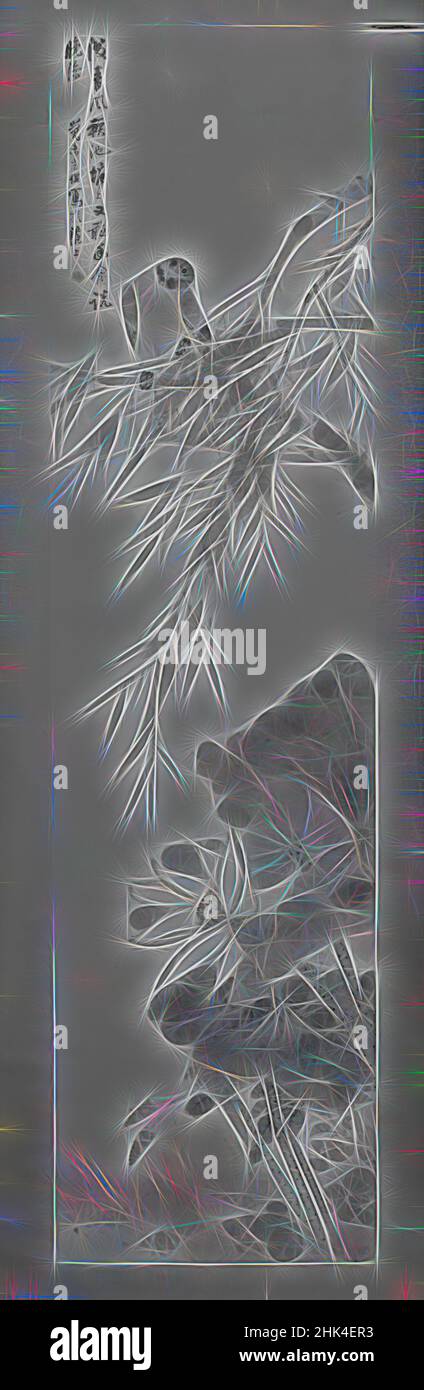 Ispirato da Parrot e fiori di loto, Zhu Cheng, colore su carta, Cina, 19th-20th secolo, Dinastia Qing al periodo repubblicano, totale: 84 3/8 x 20 1/4 poll., 24 poll. Con rulli, reinventato da Artotop. L'arte classica reinventata con un tocco moderno. Design di calda e allegra luminosità e di raggi di luce. La fotografia si ispira al surrealismo e al futurismo, abbracciando l'energia dinamica della tecnologia moderna, del movimento, della velocità e rivoluzionando la cultura Foto Stock