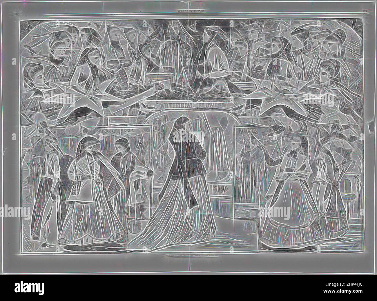 Ispirato al giorno di apertura a New York, Winslow Homer, americano, 1836-1910, incisione del legno, 1868, immagine: 13 5/8 x 20 1/8 pollici, 34,6 x 51,1 cm, reinventata da Artotop. L'arte classica reinventata con un tocco moderno. Design di calda e allegra luminosità e di raggi di luce. La fotografia si ispira al surrealismo e al futurismo, abbracciando l'energia dinamica della tecnologia moderna, del movimento, della velocità e rivoluzionando la cultura Foto Stock