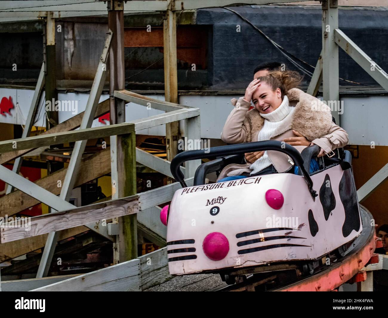 Immagini legacy DSLR di Pleasure Beach Blackpool , tra cui l'Old Wild mouse Ride, Amanda Thompson, Pre Icon , Ghost Train, Big One, Infusion Ice Foto Stock