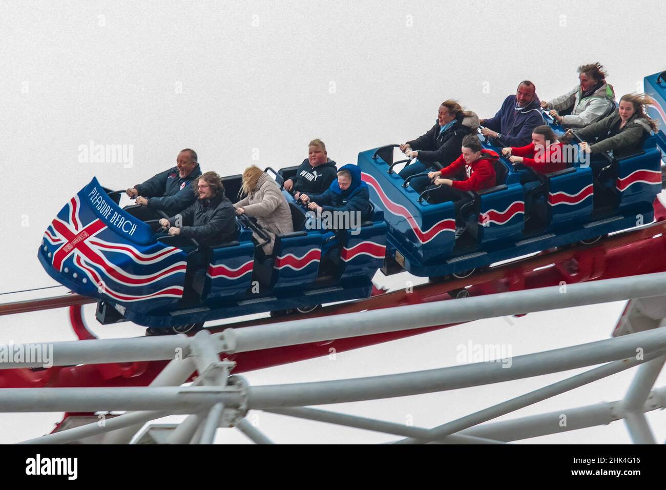 Immagini legacy DSLR di Pleasure Beach Blackpool , tra cui l'Old Wild mouse Ride, Amanda Thompson, Pre Icon , Ghost Train, Big One, Infusion Ice Foto Stock