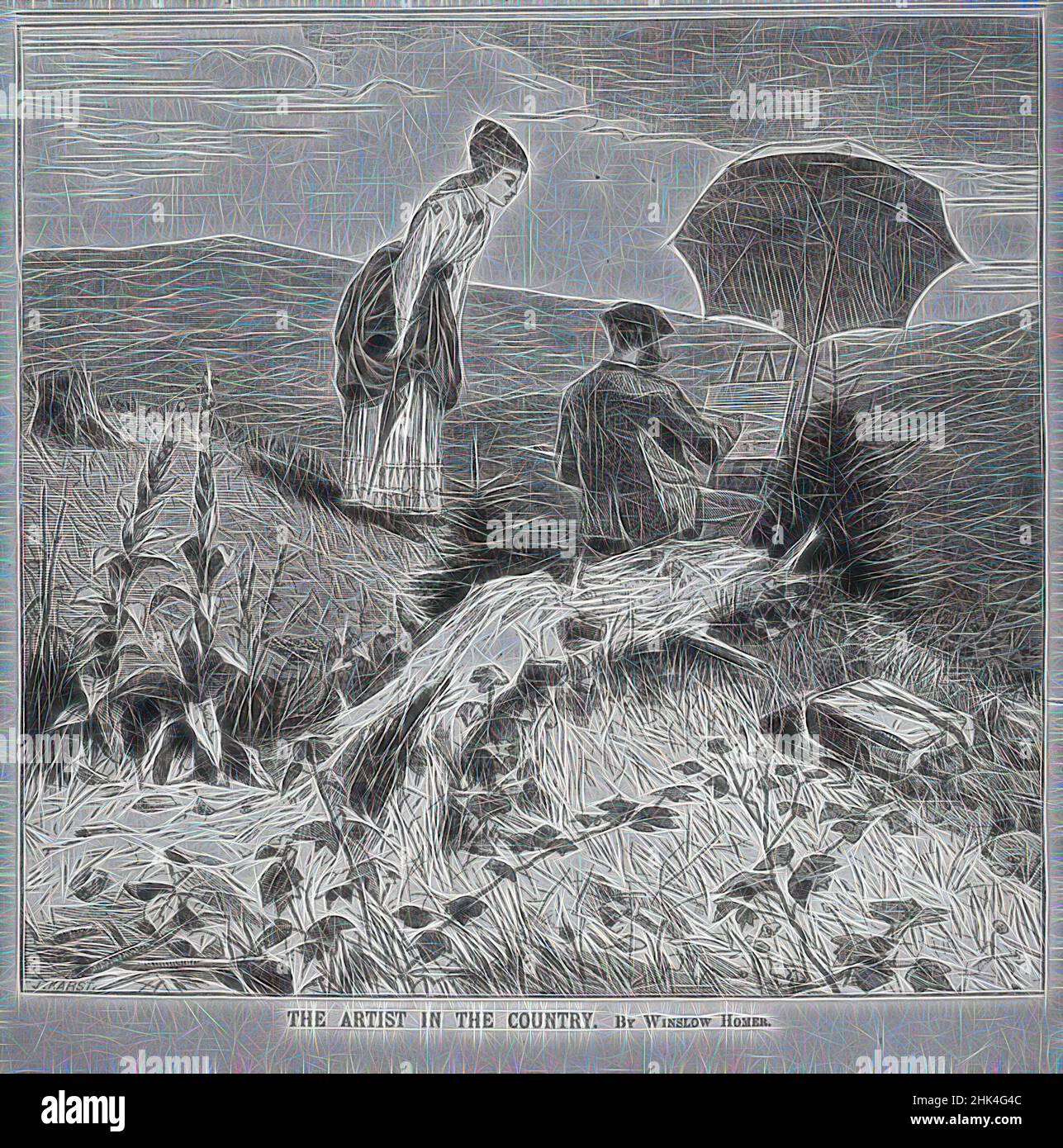 Ispirato dall'artista nel paese, Winslow Homer, americano, 1836-1910, incisione del legno, 1869, foglio: 6 1/4 x 6 9/16 pollici, 15,9 x 16,7 cm, reinventato da Artotop. L'arte classica reinventata con un tocco moderno. Design di calda e allegra luminosità e di raggi di luce. La fotografia si ispira al surrealismo e al futurismo, abbracciando l'energia dinamica della tecnologia moderna, del movimento, della velocità e rivoluzionando la cultura Foto Stock Ispirato dall'artista nel paese, Winslow Homer, americano, 1836-1910, incisione del legno, 1869, foglio: 6 1/4 x 6 9/16 pollici, 15,9 x 16,7 cm, reinventato da Artotop. L'arte classica reinventata con un tocco moderno. Design di calda e allegra luminosità e di raggi di luce. La fotografia si ispira al surrealismo e al futurismo, abbracciando l'energia dinamica della tecnologia moderna, del movimento, della velocità e rivoluzionando la cultura Foto Stock