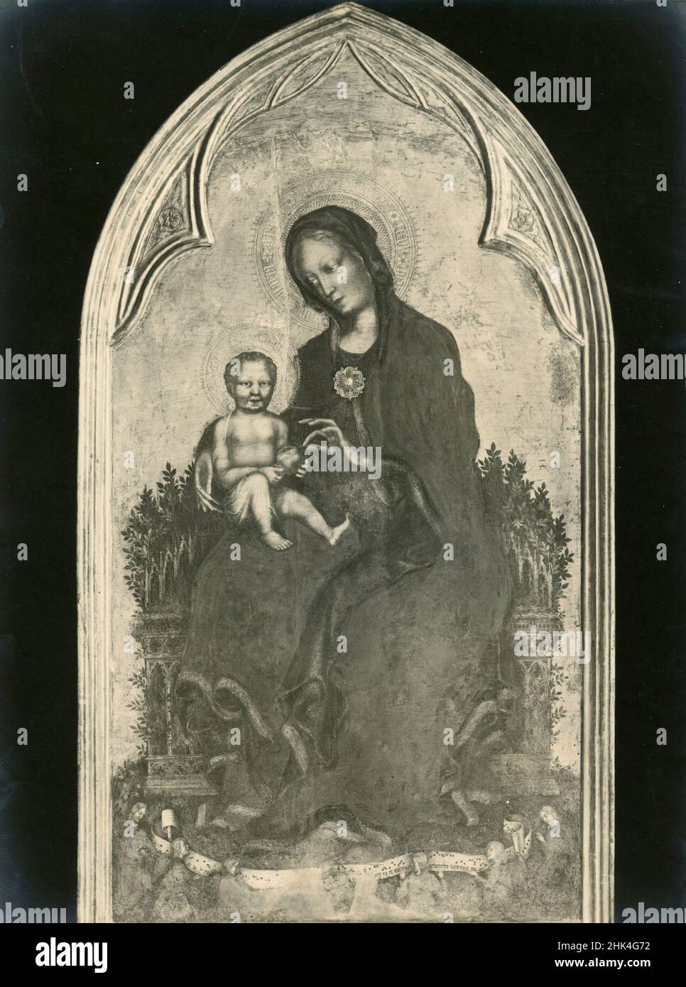 Madonna col Bambino, dipinto dell'artista italiano gentile da Fabriano, Perugia, Italia 1930s Foto Stock