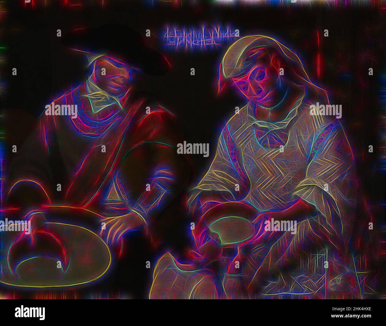 Ispirato da spagnolo e indiano, Mettico, De Español y India vendita Mettico, messicano, olio su tela, inizio 18th secolo, 31 1/2 x 40 3/16 in., 80 x 102,1 cm, birazziale, bambino, coppia, bere, orecchini, mangiare, cibo, headdress, monili, uomo, latte, razza mista, collana, perle, Colore della pelle, stato, reimmaginato da Artotop. L'arte classica reinventata con un tocco moderno. Design di calda e allegra luminosità e di raggi di luce. La fotografia si ispira al surrealismo e al futurismo, abbracciando l'energia dinamica della tecnologia moderna, del movimento, della velocità e rivoluzionando la cultura Foto Stock