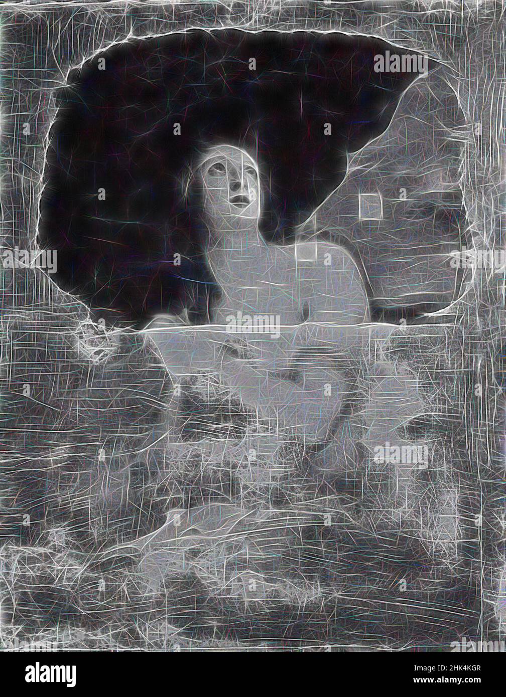 Ispirato al pentimento di Magdalena, Sir Anthony van Dyck, Fiammingo, 1599-1641, olio su tela, 49 1/8 x 39 pollici, 124,8 x 99,1 cm, reinventato da Artotop. L'arte classica reinventata con un tocco moderno. Design di calda e allegra luminosità e di raggi di luce. La fotografia si ispira al surrealismo e al futurismo, abbracciando l'energia dinamica della tecnologia moderna, del movimento, della velocità e rivoluzionando la cultura Foto Stock