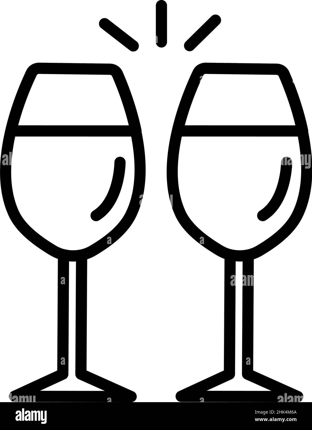 Icona dei bicchieri da vino su sfondo bianco, illustrazione vettoriale Illustrazione Vettoriale