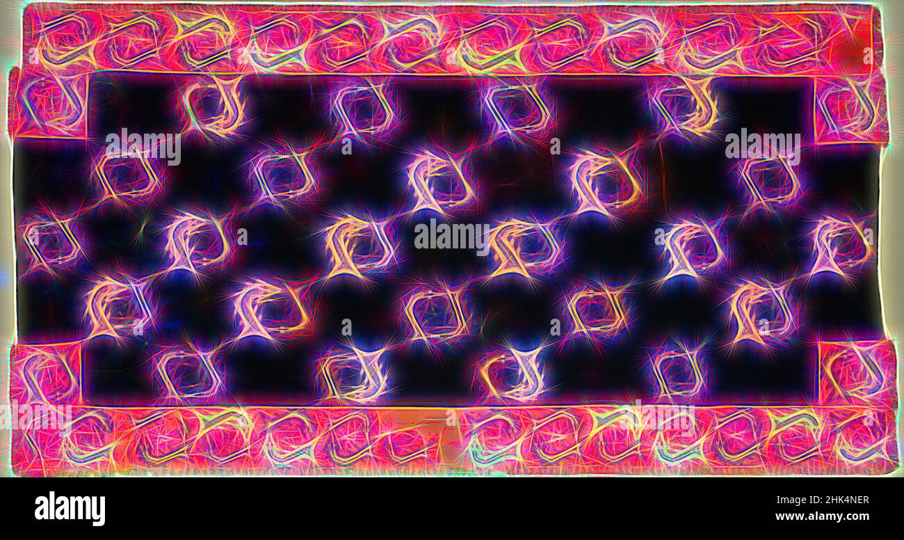 Ispirato da mantello, cotone, fibra camelide, 0-100 C.E., primo periodo intermedio, Fase 1, tessuto: 118 1/8 x 63 3/4 pollici, 300 x 162 cm, arti antiche, nero, bordo, fibra camelide, abbigliamento, cappotto, cotone, artigianato, doppio pesce, ricamato, oro, abbigliamento maschile, mantello, mitologia, Arancione, motivo, reinventato da Artotop. L'arte classica reinventata con un tocco moderno. Design di calda e allegra luminosità e di raggi di luce. La fotografia si ispira al surrealismo e al futurismo, abbracciando l'energia dinamica della tecnologia moderna, del movimento, della velocità e rivoluzionando la cultura Foto Stock