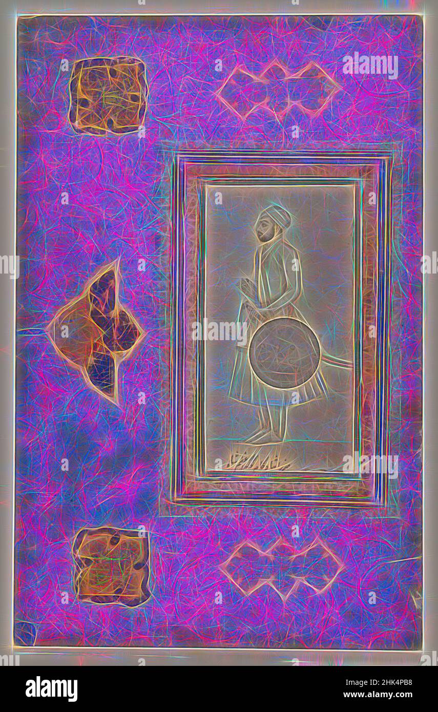 Ispirato da Ritratto di Kuka Azam Shah, inchiostro e lievi tracce di colore sulla carta, India, ca. 1640, Mughal, foglio: 12 3/8 x 8 pollici, 31,4 x 20,3 cm, colore, inchiostro, Kuka Azam Shah, Mughal, Carta, Ritratto, Principe, reinventato da Artotop. L'arte classica reinventata con un tocco moderno. Design di calda e allegra luminosità e di raggi di luce. La fotografia si ispira al surrealismo e al futurismo, abbracciando l'energia dinamica della tecnologia moderna, del movimento, della velocità e rivoluzionando la cultura Foto Stock