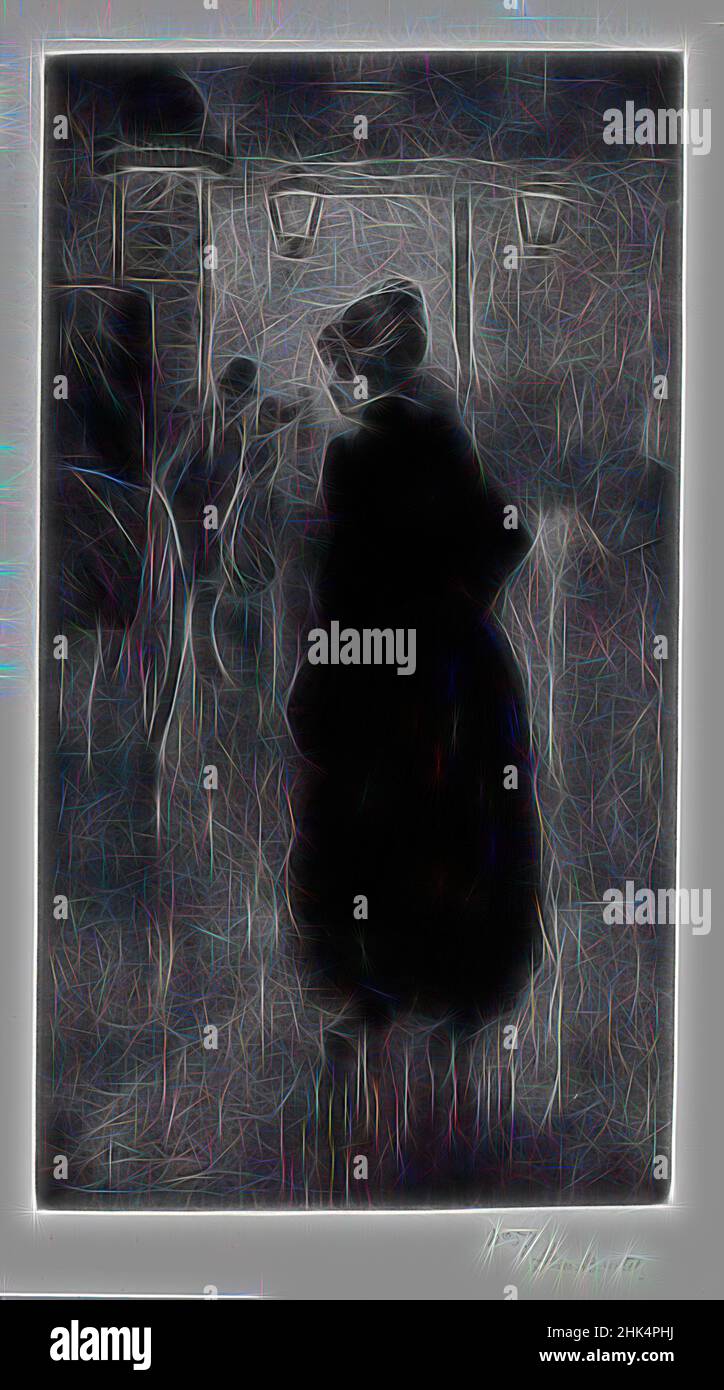 Ispirato da Parisienne, Henri Boutet, francese, 1851-1938, Soft Ground Etching su carta da stampa, 1893, 21 1/4 x 11 13/16 pollici, 54 x 30 cm, reinventato da Artotop. L'arte classica reinventata con un tocco moderno. Design di calda e allegra luminosità e di raggi di luce. La fotografia si ispira al surrealismo e al futurismo, abbracciando l'energia dinamica della tecnologia moderna, del movimento, della velocità e rivoluzionando la cultura Foto Stock