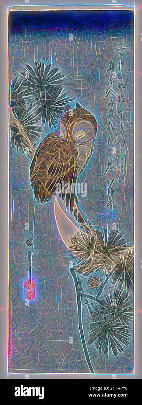 Ispirato da Owl in una filiale di Pine, Utagawa Hiroshige, Ando, giapponese, 1797-1858, Stampa a blocchi di legno a colori su carta, Giappone, ca. 1833, periodo Edo, foglio: 14 11/16 x 5 1/16 pollici, 37,3 x 12,9 cm, animali, uccello, periodo Edo, minimo, Natura, Studio della natura, Nishiki-e, Owl, piante, Reinventato da Artotop. L'arte classica reinventata con un tocco moderno. Design di calda e allegra luminosità e di raggi di luce. La fotografia si ispira al surrealismo e al futurismo, abbracciando l'energia dinamica della tecnologia moderna, del movimento, della velocità e rivoluzionando la cultura Foto Stock Ispirato da Owl in una filiale di Pine, Utagawa Hiroshige, Ando, giapponese, 1797-1858, Stampa a blocchi di legno a colori su carta, Giappone, ca. 1833, periodo Edo, foglio: 14 11/16 x 5 1/16 pollici, 37,3 x 12,9 cm, animali, uccello, periodo Edo, minimo, Natura, Studio della natura, Nishiki-e, Owl, piante, Reinventato da Artotop. L'arte classica reinventata con un tocco moderno. Design di calda e allegra luminosità e di raggi di luce. La fotografia si ispira al surrealismo e al futurismo, abbracciando l'energia dinamica della tecnologia moderna, del movimento, della velocità e rivoluzionando la cultura Foto Stock