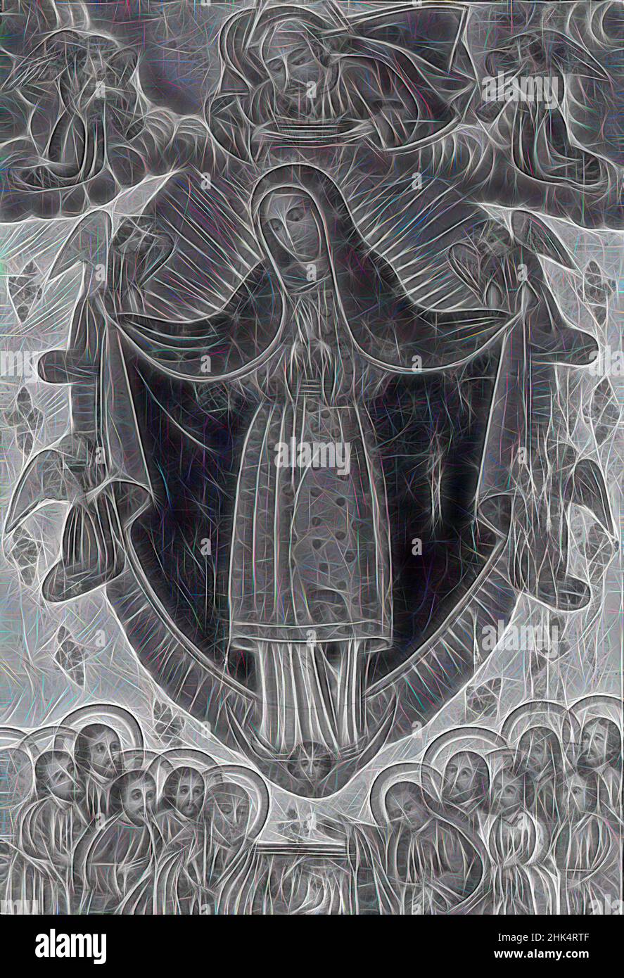 Ispirata all'Ascensione della Vergine, 24 1/4 x 16 3/4 pollici, 61,6 x 42,5 cm, reinventata da Artotop. L'arte classica reinventata con un tocco moderno. Design di calda e allegra luminosità e di raggi di luce. La fotografia si ispira al surrealismo e al futurismo, abbracciando l'energia dinamica della tecnologia moderna, del movimento, della velocità e rivoluzionando la cultura Foto Stock