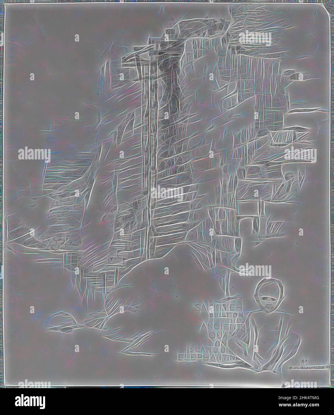 Ispirato da Sakia al Nilometer, Isola di Elefantina, Edwin Howland Blashfield, americano, 1848-1936, Grafite su carta montata su cartone grigio, 1887, foglio: 11 3/4 x 10 1/16 pollici, 29,8 x 25,6 cm, reinventato da Artotop. L'arte classica reinventata con un tocco moderno. Design di calda e allegra luminosità e di raggi di luce. La fotografia si ispira al surrealismo e al futurismo, abbracciando l'energia dinamica della tecnologia moderna, del movimento, della velocità e rivoluzionando la cultura Foto Stock