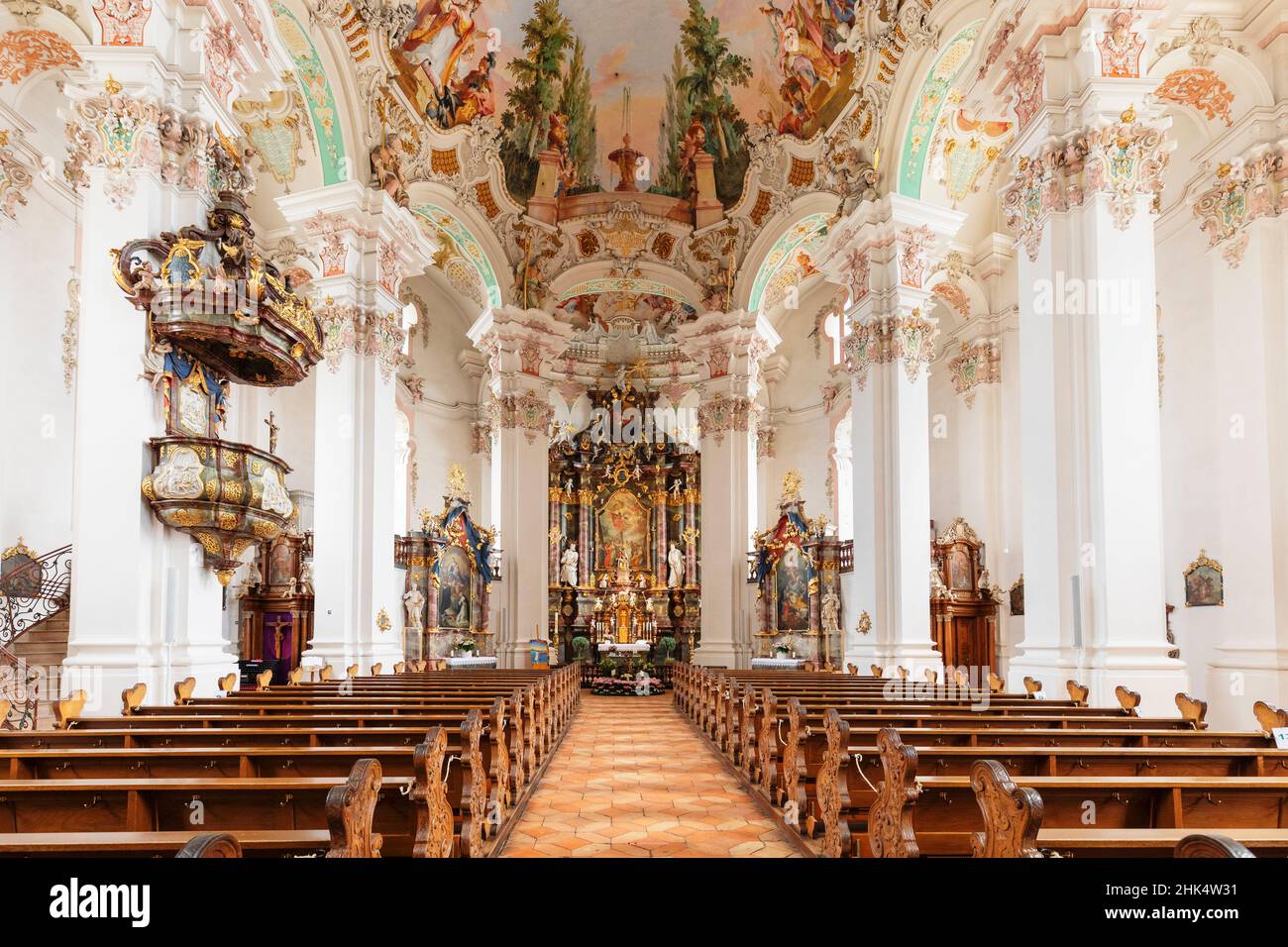 Pellegrinaggio Chiesa di Steinhausen, alta Svevia barocca rotta, alta Svevia, Baden-Wurttemberg, Germania, Europa Foto Stock