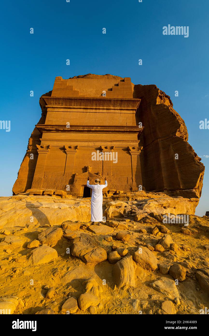 Tomba di Lihyan figlio di Kuza, Madain Saleh (Hegra) (al Hijr), patrimonio mondiale dell'UNESCO, al Ula, Regno dell'Arabia Saudita, Medio Oriente Foto Stock