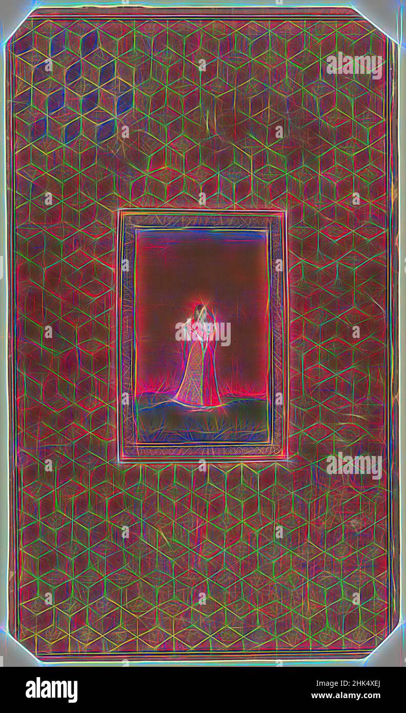 Ispirato da Donna in piedi, indiano, acquerello opaco e oro su carta, Deccan, India, 1875-1900, foglio: 19 11/16 x 11 3/4 in., 50 x 29,8 cm, Deccan, Oro, Hyderabad, Gioielli, Carta, acquerello, Donna, reinventata da Artotop. L'arte classica reinventata con un tocco moderno. Design di calda e allegra luminosità e di raggi di luce. La fotografia si ispira al surrealismo e al futurismo, abbracciando l'energia dinamica della tecnologia moderna, del movimento, della velocità e rivoluzionando la cultura Foto Stock