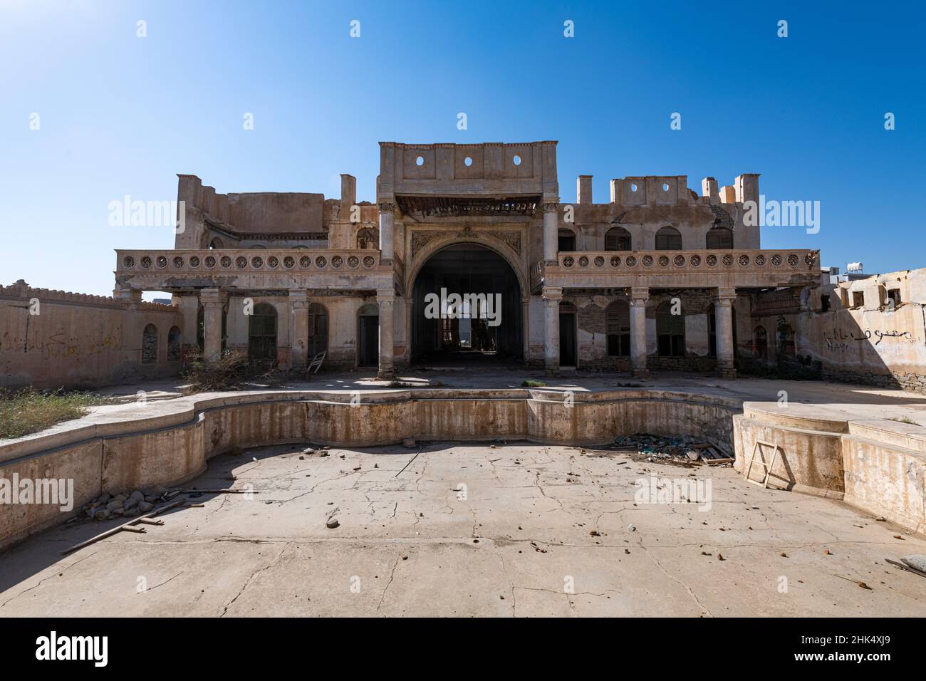 Abbandonato Abdullah al-Suleiman Palace, Taif, Regno dell'Arabia Saudita, Medio Oriente Foto Stock