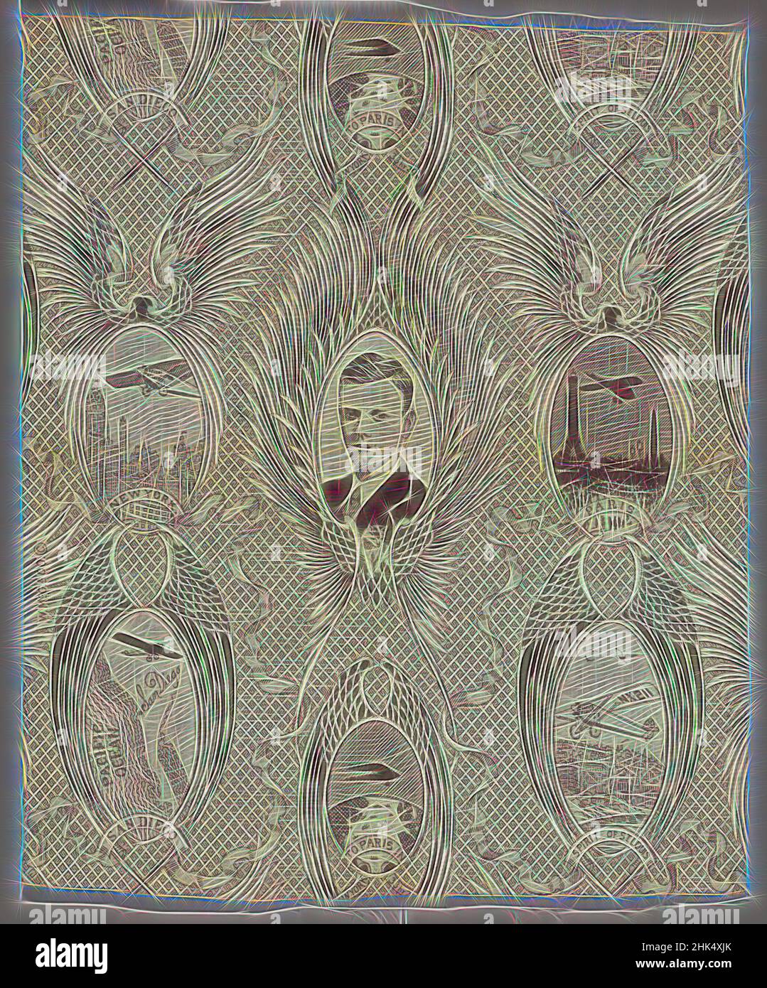Ispirato a tessuto, cotone, 1927-1933, 17 3/4 x 21 pollici, 45,1 x 53,3 cm, reinventato da Artotop. L'arte classica reinventata con un tocco moderno. Design di calda e allegra luminosità e di raggi di luce. La fotografia si ispira al surrealismo e al futurismo, abbracciando l'energia dinamica della tecnologia moderna, del movimento, della velocità e rivoluzionando la cultura Foto Stock Ispirato a tessuto, cotone, 1927-1933, 17 3/4 x 21 pollici, 45,1 x 53,3 cm, reinventato da Artotop. L'arte classica reinventata con un tocco moderno. Design di calda e allegra luminosità e di raggi di luce. La fotografia si ispira al surrealismo e al futurismo, abbracciando l'energia dinamica della tecnologia moderna, del movimento, della velocità e rivoluzionando la cultura Foto Stock