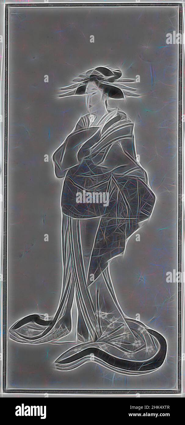 Ispirato dal cortigiano, attribuito a Kikugawa Eizan, giapponese, inchiostro e colori sulla carta, Giappone, ca. 1820-1830, periodo di Edo recente, immagine: 30 1/4 x 13 1/2 pollici, 76,8 x 34,3 cm, reinventata da Artotop. L'arte classica reinventata con un tocco moderno. Design di calda e allegra luminosità e di raggi di luce. La fotografia si ispira al surrealismo e al futurismo, abbracciando l'energia dinamica della tecnologia moderna, del movimento, della velocità e rivoluzionando la cultura Foto Stock