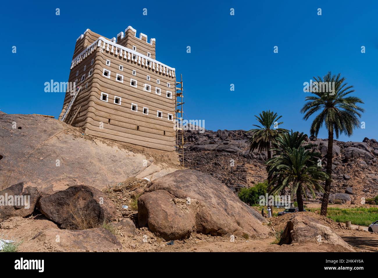 Vecchia casa fortificata fatta di fango, Najran, Regno dell'Arabia Saudita, Medio Oriente Foto Stock