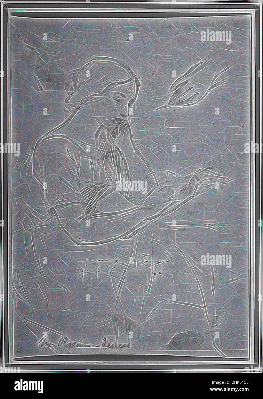 Ispirato da Woman Reading, Daniel Huntington, americano, 1816-1906, grafite su carta di vove, ca. 1839-58, foglio: 10 1/2 x 7 3/16 pollici, 26,7 x 18,3 cm, libro, disegno, bellezza femminile, disegno, Serene, donna, donna e libri, reinventato da Artotop. L'arte classica reinventata con un tocco moderno. Design di calda e allegra luminosità e di raggi di luce. La fotografia si ispira al surrealismo e al futurismo, abbracciando l'energia dinamica della tecnologia moderna, del movimento, della velocità e rivoluzionando la cultura Foto Stock