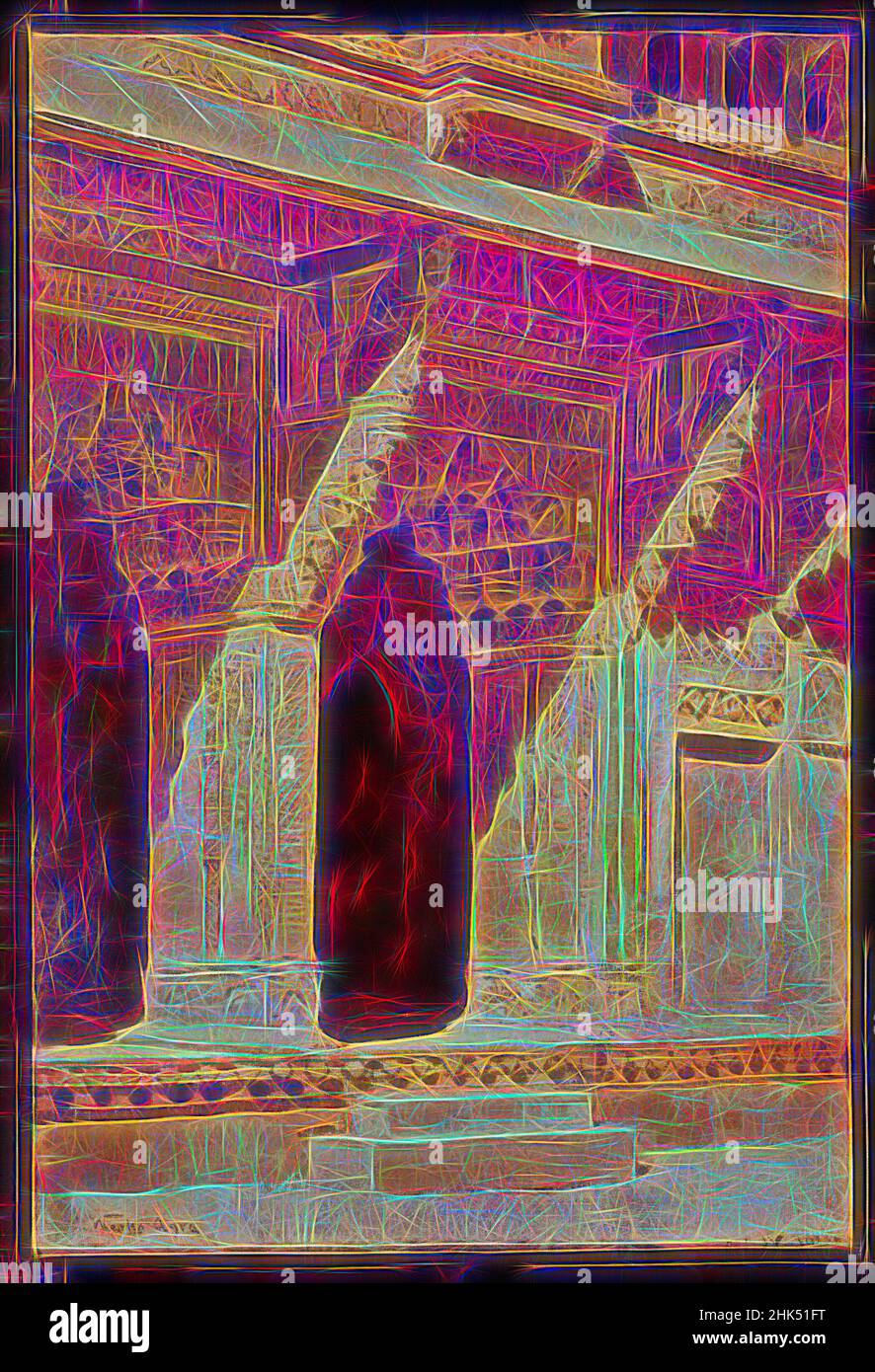 Ispirato da archi di arenaria rossa curiosamente lavorati, Fort Agra, India, Edwin Lord Weeks, americano, 1849-1903, olio su tela, ca. 1885-1895, 19 1/4 x 13 pollici, 48,9 x 33 cm, architettura, sculture, pittura, sabbia, Ombre, luce del sole, reinventato da Artotop. L'arte classica reinventata con un tocco moderno. Design di calda e allegra luminosità e di raggi di luce. La fotografia si ispira al surrealismo e al futurismo, abbracciando l'energia dinamica della tecnologia moderna, del movimento, della velocità e rivoluzionando la cultura Foto Stock