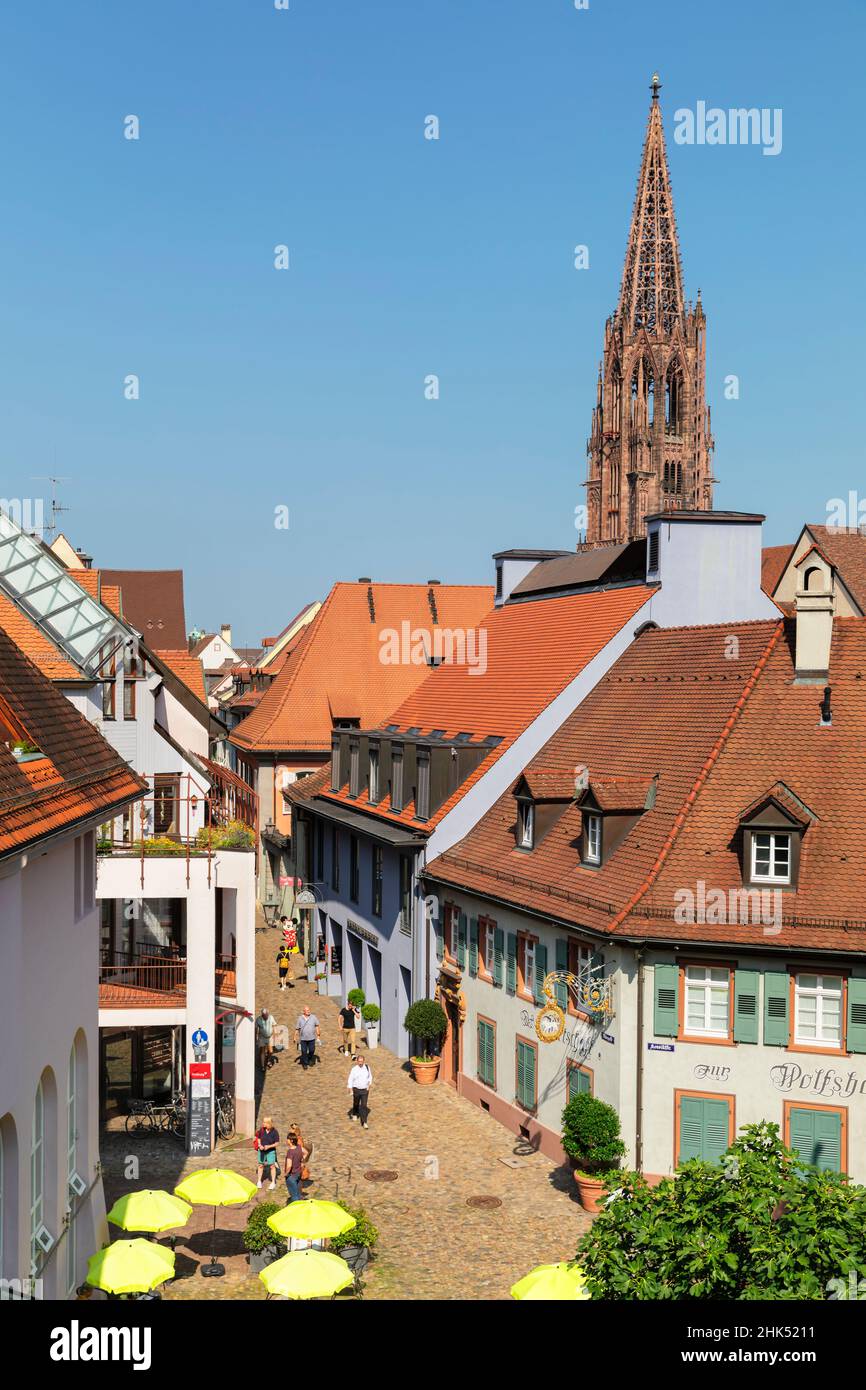 Via Munzgasse, Cattedrale, Friburgo in Breisgau, Foresta Nera, Baden-Wurttemberg, Germania, Europa Foto Stock