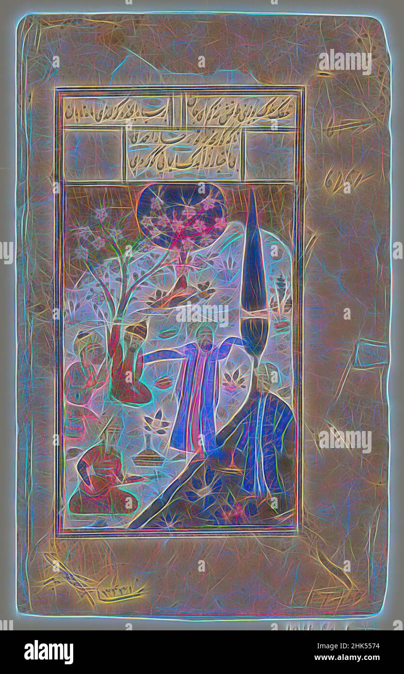 Ispirato all'album Leaf: Pittura in miniatura, acquerelli opachi e oro su carta, 7 1/2 x 4 1/2 pollici, 19,1 x 11,4 cm, reinventato da Artotop. L'arte classica reinventata con un tocco moderno. Design di calda e allegra luminosità e di raggi di luce. La fotografia si ispira al surrealismo e al futurismo, abbracciando l'energia dinamica della tecnologia moderna, del movimento, della velocità e rivoluzionando la cultura Foto Stock