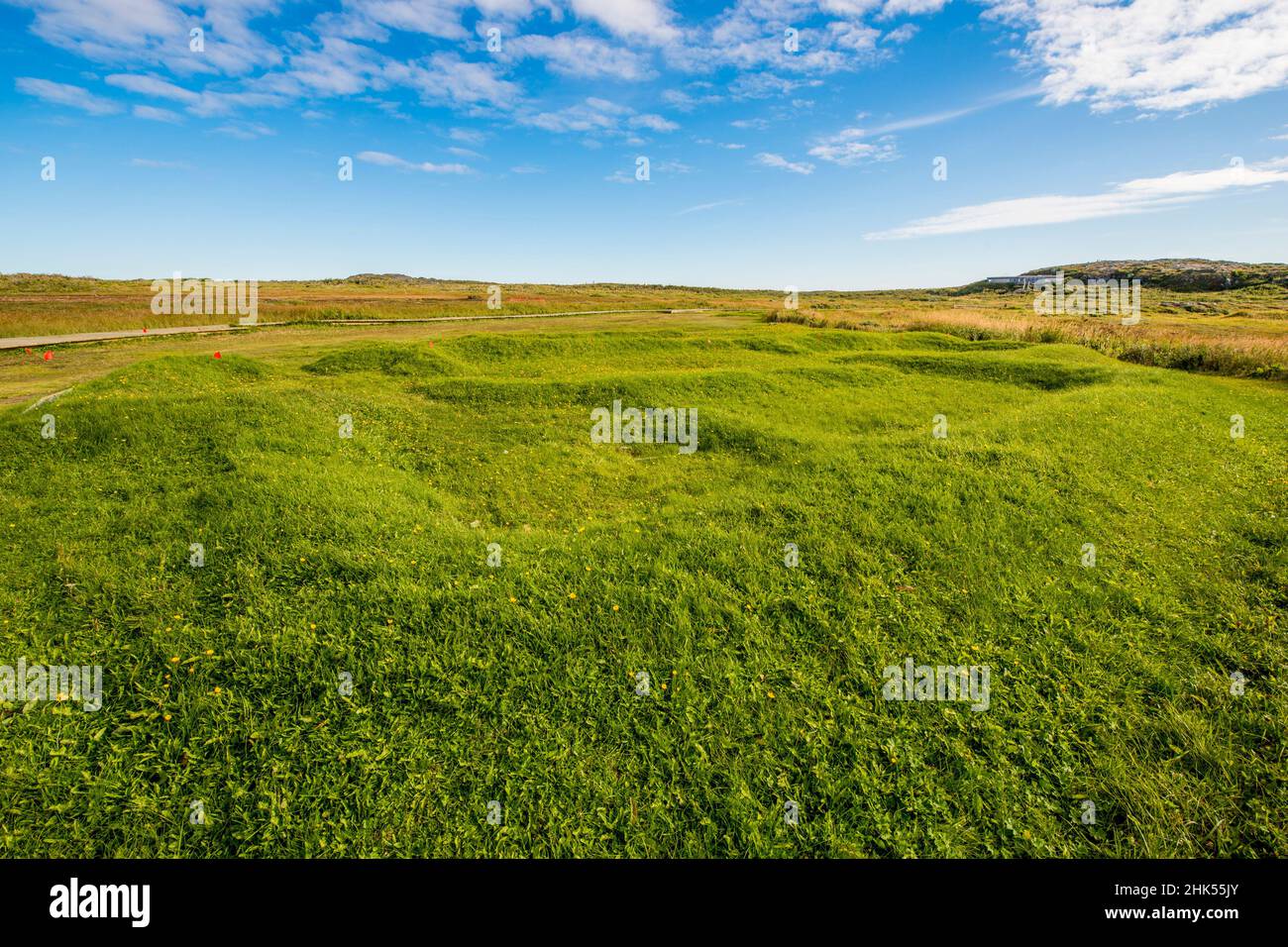 L'Anse aux Meadows National Historic Site, patrimonio dell'umanità dell'UNESCO, Penisola del Nord, Terranova, Canada, Nord America Foto Stock