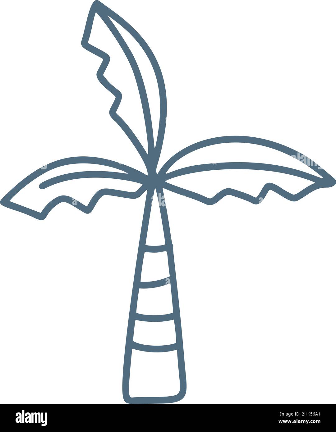 Monolina linea palma illustrazione in stile vettoriale scandinavo. Icona disegnata a mano. Carina illustrazione per bambini su sfondo bianco Illustrazione Vettoriale