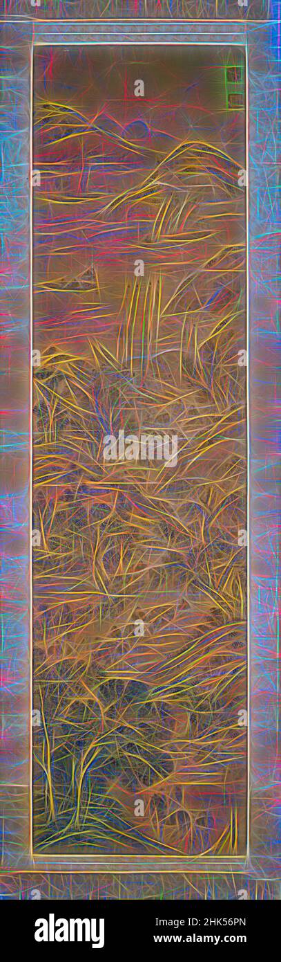 Ispirati dalle scene del paesaggio e del genere, inchiostro e colore chiaro su carta, Corea, 19th secolo, dinastia Joseon, immagine: 58 1/16 x 14 15/16 pollici, 147,5 x 38 cm, Asiatica, reinventata da Artotop. L'arte classica reinventata con un tocco moderno. Design di calda e allegra luminosità e di raggi di luce. La fotografia si ispira al surrealismo e al futurismo, abbracciando l'energia dinamica della tecnologia moderna, del movimento, della velocità e rivoluzionando la cultura Foto Stock