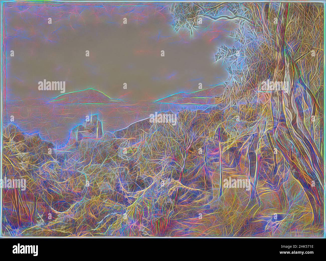 Ispirato al Giardino del sacerdote, Henry Roderick Newman, americano, 1843-1917, acquerello e grafite su carta di vove, 1883, 13 1/2 x 18 1/2 pollici, castello, paesaggio, Mar Ligure, Mediterraneo, Nord Italia, Overlook, percorso, vista, acquerello, Reinventato da Artotop. L'arte classica reinventata con un tocco moderno. Design di calda e allegra luminosità e di raggi di luce. La fotografia si ispira al surrealismo e al futurismo, abbracciando l'energia dinamica della tecnologia moderna, del movimento, della velocità e rivoluzionando la cultura Foto Stock