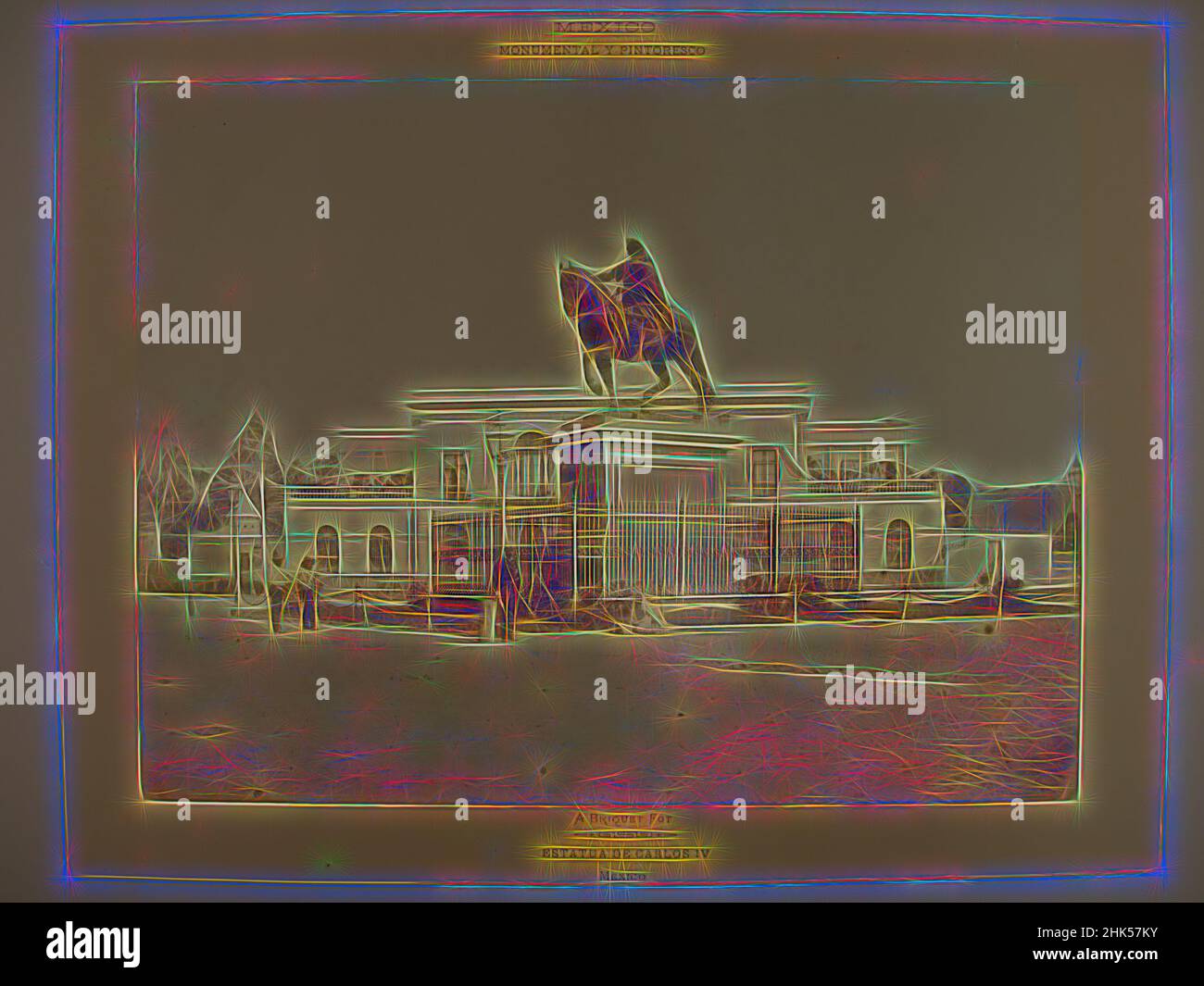 Ispirato da Untitled, A. Briquet, francese, attivo 1860-1895, albume argento fotografia, N.d., 8 x 10 1/4 poll., reinventato da Artotop. L'arte classica reinventata con un tocco moderno. Design di calda e allegra luminosità e di raggi di luce. La fotografia si ispira al surrealismo e al futurismo, abbracciando l'energia dinamica della tecnologia moderna, del movimento, della velocità e rivoluzionando la cultura Foto Stock