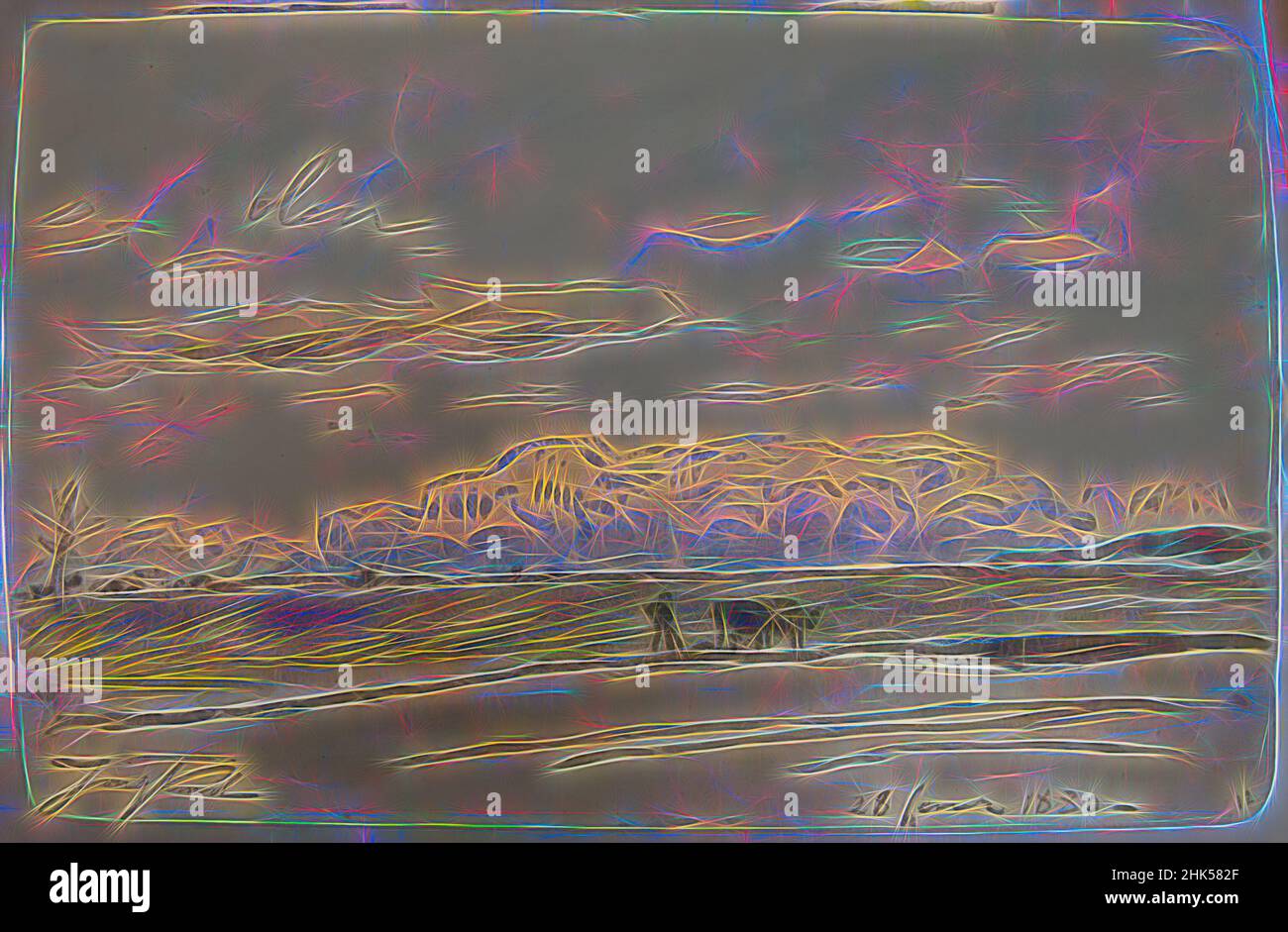 Ispirato da Sketch, aratura scena, Johan Barthold Jongkind, olandese, 1819-1891, Acquerello, 6 1/4 x 9 7/16 pollici, 15,9 x 24,0 cm, reinventato da Artotop. L'arte classica reinventata con un tocco moderno. Design di calda e allegra luminosità e di raggi di luce. La fotografia si ispira al surrealismo e al futurismo, abbracciando l'energia dinamica della tecnologia moderna, del movimento, della velocità e rivoluzionando la cultura Foto Stock