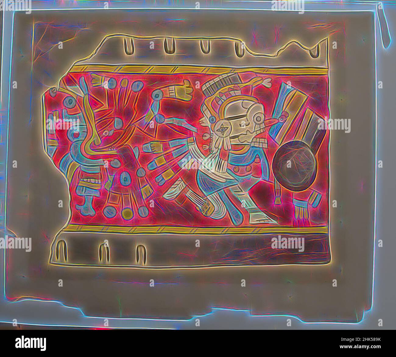 Ispirato da acquerello di un fresco, disegno a colori, Tizatlán, Tlaxcala, Messico, circa 1930, 19 5/8 x 23 pollici, 49,8 x 58,4 cm, reinventato da Artotop. L'arte classica reinventata con un tocco moderno. Design di calda e allegra luminosità e di raggi di luce. La fotografia si ispira al surrealismo e al futurismo, abbracciando l'energia dinamica della tecnologia moderna, del movimento, della velocità e rivoluzionando la cultura Foto Stock