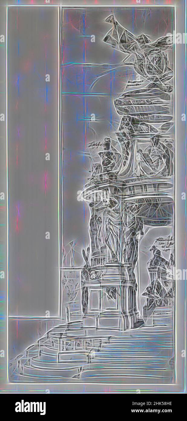 Ispirato da Studio per una catafalque, penna e inchiostro lavaggio, fondo: 18 1/16 x 7 13/16 pollici, 45,8 x 19,9 cm, reinventato da Artotop. L'arte classica reinventata con un tocco moderno. Design di calda e allegra luminosità e di raggi di luce. La fotografia si ispira al surrealismo e al futurismo, abbracciando l'energia dinamica della tecnologia moderna, del movimento, della velocità e rivoluzionando la cultura Foto Stock