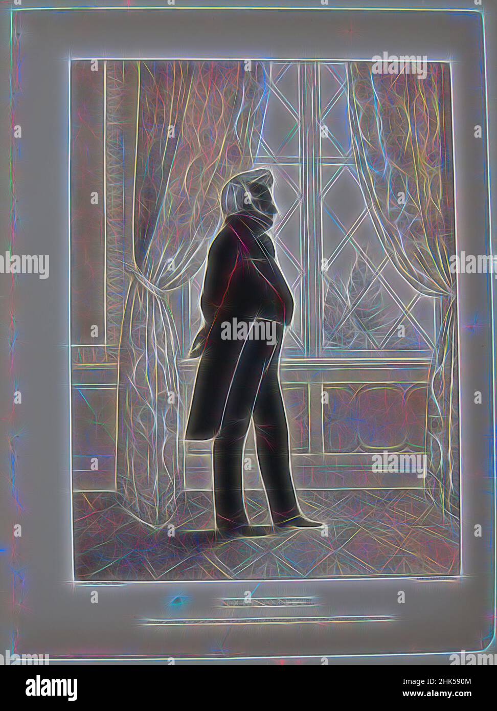 Ispirato dalla Galleria del ritratto dei cittadini americani distinti: John Forsyth, litografia, 1844, foglio: 16 13/16 x 12 3/8 in., 42,7 x 31,5 cm, reinventato da Artotop. L'arte classica reinventata con un tocco moderno. Design di calda e allegra luminosità e di raggi di luce. La fotografia si ispira al surrealismo e al futurismo, abbracciando l'energia dinamica della tecnologia moderna, del movimento, della velocità e rivoluzionando la cultura Foto Stock