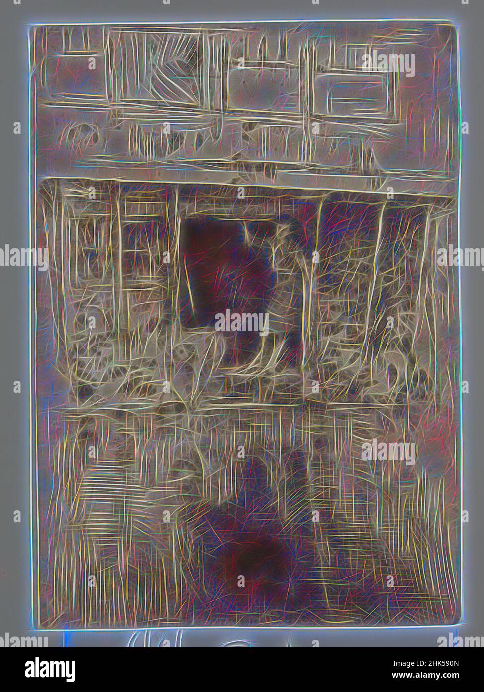 Ispirato da Pierrot, James Abbott McNeill Whistler, americano, 1834-1903, incisione, 9 1/8 x 6 7/16 pollici, 23,2 x 16,4 cm, reinventato da Artotop. L'arte classica reinventata con un tocco moderno. Design di calda e allegra luminosità e di raggi di luce. La fotografia si ispira al surrealismo e al futurismo, abbracciando l'energia dinamica della tecnologia moderna, del movimento, della velocità e rivoluzionando la cultura Foto Stock