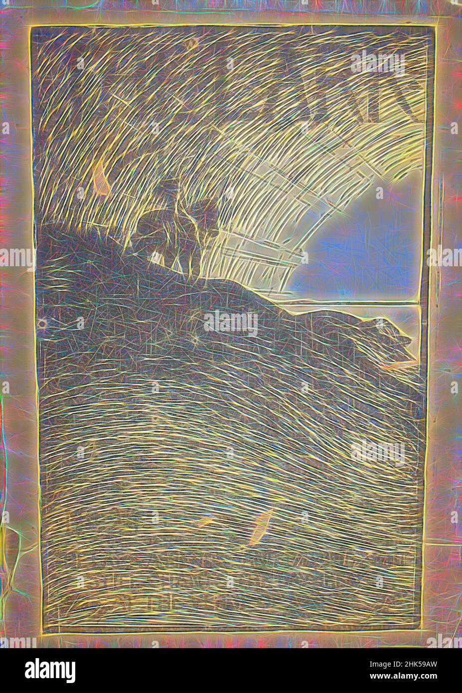 Ispirato a The Lark, Newspprint, 1897, Magazine: 8 x 5 3/4 x 3/16 pollici, 20,3 x 14,6 x 0,5 cm, Reimagined by Artotop. L'arte classica reinventata con un tocco moderno. Design di calda e allegra luminosità e di raggi di luce. La fotografia si ispira al surrealismo e al futurismo, abbracciando l'energia dinamica della tecnologia moderna, del movimento, della velocità e rivoluzionando la cultura Foto Stock