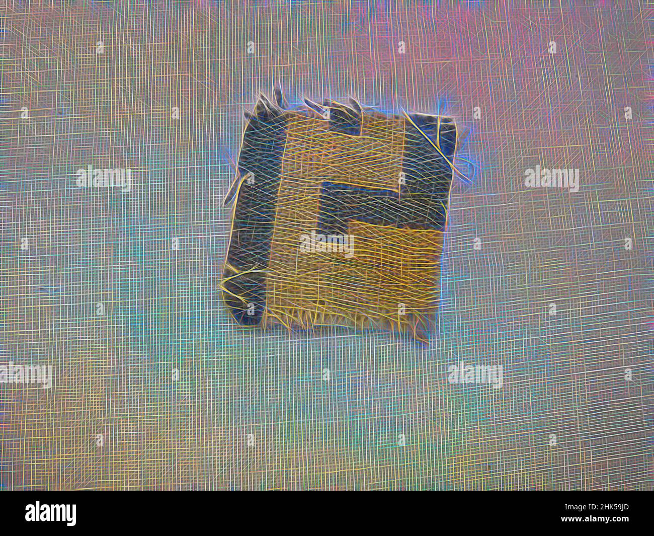 Ispirato a Textile Fragment, indeterminato, Cotton, 1000-1532, Late Intermediate o Late Horizon, 13/16 x 13/16 in., 2,1 x 2,1 cm, reinventato da Artotop. L'arte classica reinventata con un tocco moderno. Design di calda e allegra luminosità e di raggi di luce. La fotografia si ispira al surrealismo e al futurismo, abbracciando l'energia dinamica della tecnologia moderna, del movimento, della velocità e rivoluzionando la cultura Foto Stock