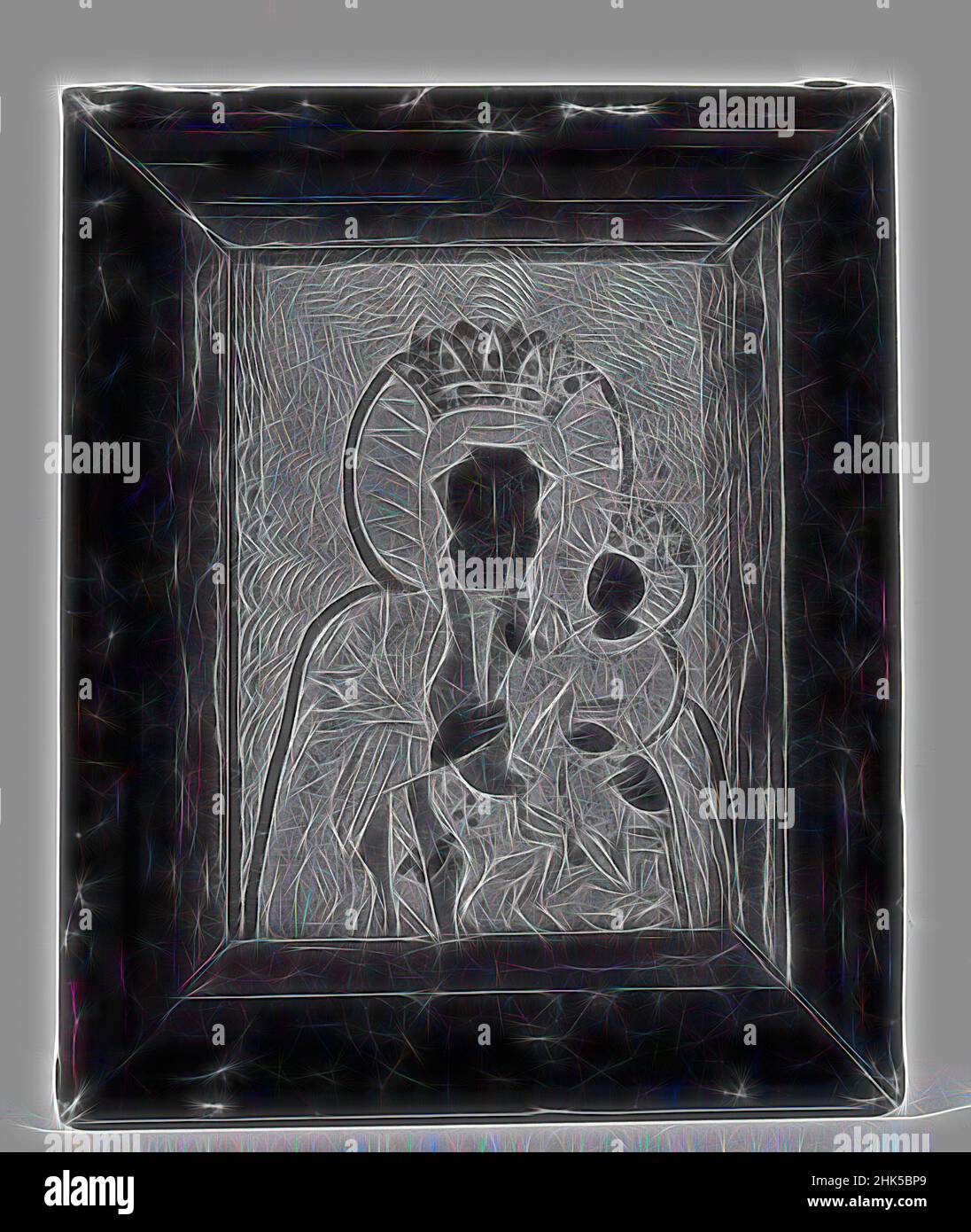 Ispirata a Madonna in miniatura e Bambino, in miniatura, 3 1/6 x 2 5/16 pollici, 8,0 x 5,9 cm, cristiana, gesù, madonna, in miniatura, Reinventato da Artotop. L'arte classica reinventata con un tocco moderno. Design di calda e allegra luminosità e di raggi di luce. La fotografia si ispira al surrealismo e al futurismo, abbracciando l'energia dinamica della tecnologia moderna, del movimento, della velocità e rivoluzionando la cultura Foto Stock