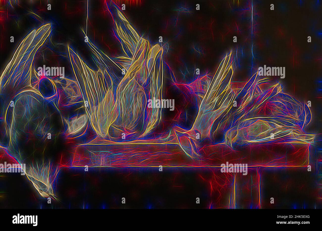 Ispirato agli uccelli morti, Elias Vonck, reinventato da Artotop. L'arte classica reinventata con un tocco moderno. Design di calda e allegra luminosità e di raggi di luce. La fotografia si ispira al surrealismo e al futurismo, abbracciando l'energia dinamica della tecnologia moderna, del movimento, della velocità e rivoluzionando la cultura Foto Stock Ispirato agli uccelli morti, Elias Vonck, reinventato da Artotop. L'arte classica reinventata con un tocco moderno. Design di calda e allegra luminosità e di raggi di luce. La fotografia si ispira al surrealismo e al futurismo, abbracciando l'energia dinamica della tecnologia moderna, del movimento, della velocità e rivoluzionando la cultura Foto Stock