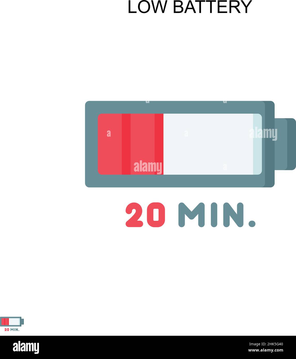 Icona vettoriale semplice batteria scarica. Modello di disegno del simbolo di illustrazione per l'elemento dell'interfaccia utente mobile Web. Illustrazione Vettoriale
