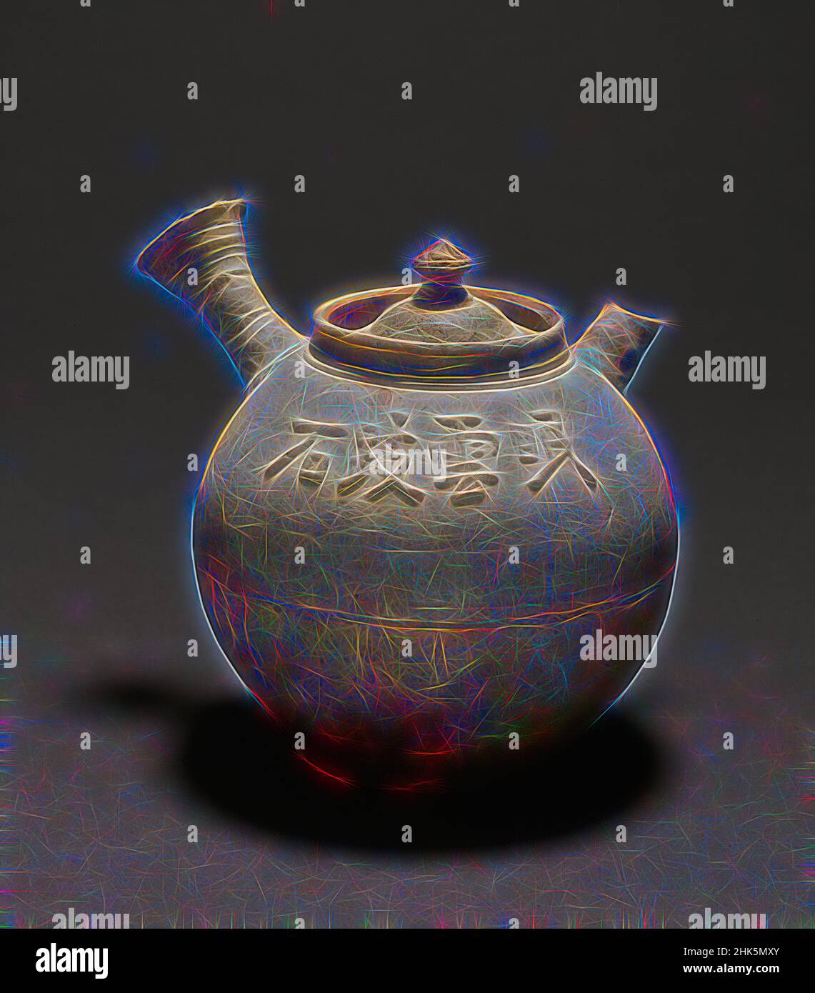 Ispirato a Teapot (kyūsu), Aoki Mokubei, giapponese, 1767–1833, Edo Period, 1615–1868, autunno 1832, gres, fabbricato a Kyoto, prefettura di Kyoto, Giappone, Asia, ceramica, contenitori, altezza: 3 15/16" (10 cm, riimmaginato da Artotop. L'arte classica reinventata con un tocco moderno. Design di calda e allegra luminosità e di raggi di luce. La fotografia si ispira al surrealismo e al futurismo, abbracciando l'energia dinamica della tecnologia moderna, del movimento, della velocità e rivoluzionando la cultura Foto Stock