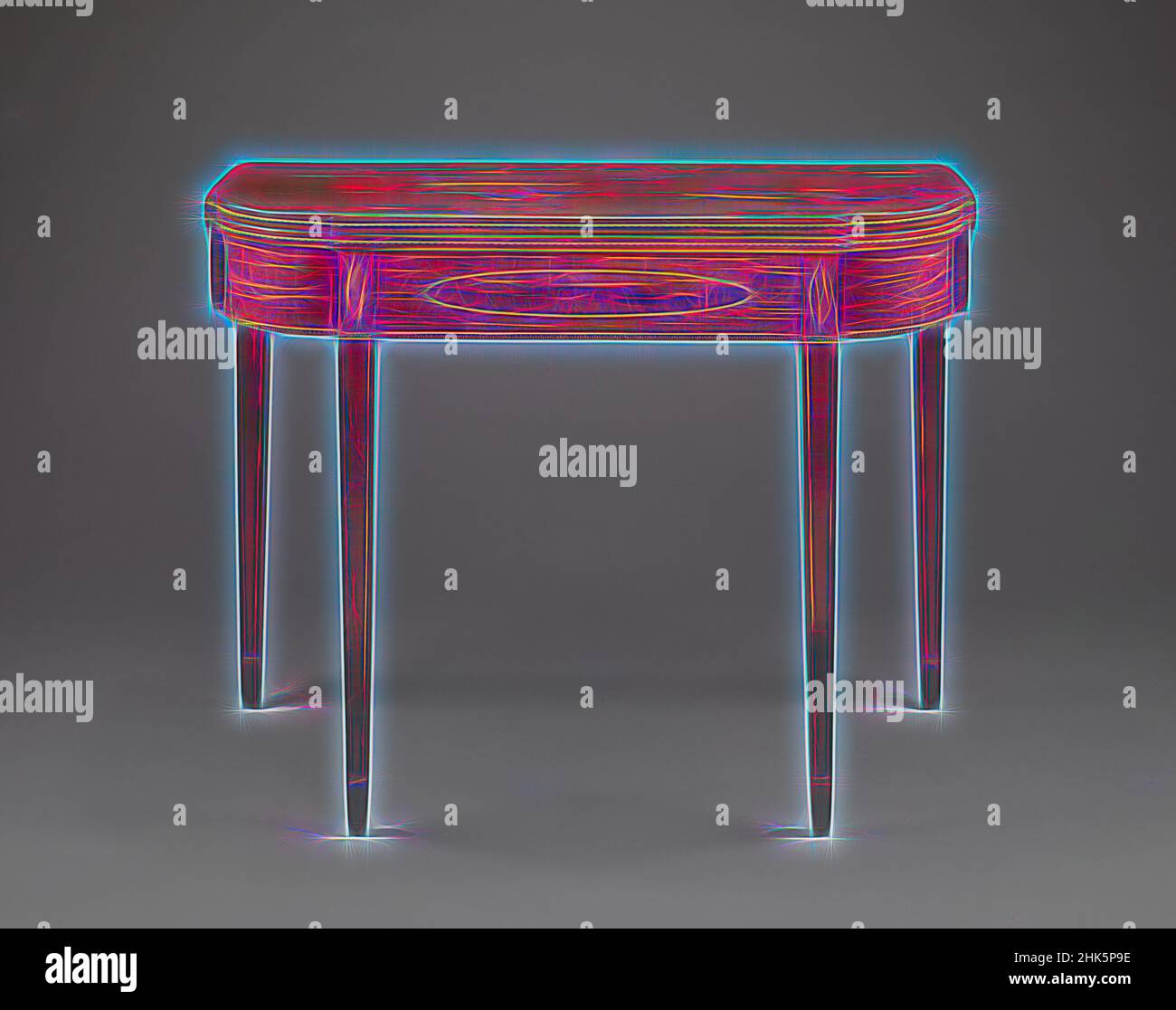 Ispirato a Card Table, Joseph Rawson & Son, Providence, Rhode Island, attivo 1808–1815, 1808–15, Impiallacciatura di mogano, mogano, betulla e pino, fatta a Providence, Rhode Island, Stati Uniti, Nord e America Centrale, Mobili, 27 3/8 x 35 5/8 x 17 pollici (69,5 x 90,5 x 43,2 cm, reinventato da Artotop. L'arte classica reinventata con un tocco moderno. Design di calda e allegra luminosità e di raggi di luce. La fotografia si ispira al surrealismo e al futurismo, abbracciando l'energia dinamica della tecnologia moderna, del movimento, della velocità e rivoluzionando la cultura Foto Stock