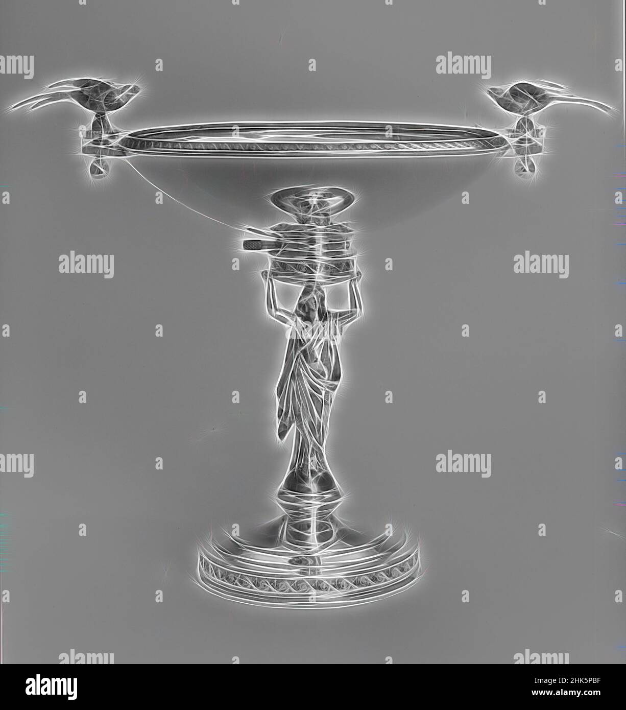 Ispirato da Compoe, Ball, Black and Co., New York, New York, 1851–1874, c.1865–70, argento con doratura, fabbricato a New York, New York, Stati Uniti, Nord e America Centrale, lavorazione del metallo, 13 x 15 3/4 x 10 7/16 pollici (33 x 40 x 26,5 cm, reinventato da Artotop. L'arte classica reinventata con un tocco moderno. Design di calda e allegra luminosità e di raggi di luce. La fotografia si ispira al surrealismo e al futurismo, abbracciando l'energia dinamica della tecnologia moderna, del movimento, della velocità e rivoluzionando la cultura Foto Stock