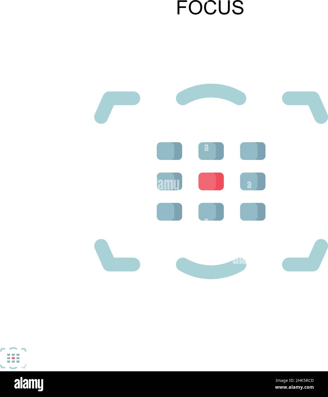 Icona vettore semplice di messa a fuoco. Modello di disegno del simbolo di illustrazione per l'elemento dell'interfaccia utente mobile Web. Illustrazione Vettoriale