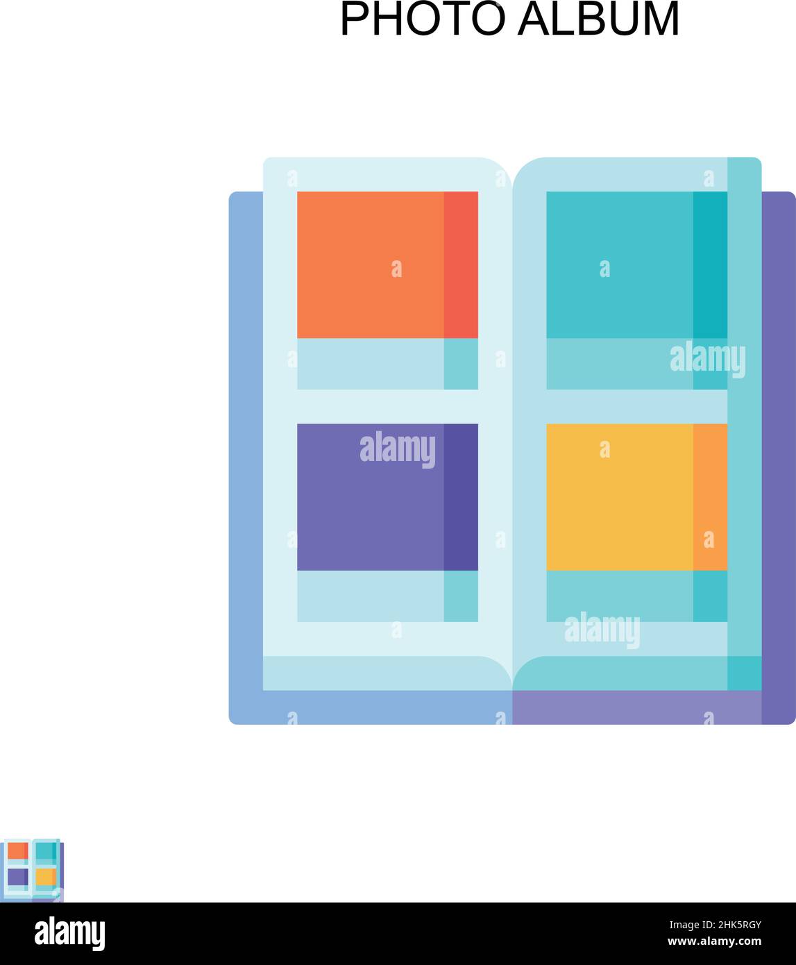 Icona vettoriale semplice dell'album fotografico. Modello di disegno del simbolo di illustrazione per l'elemento dell'interfaccia utente mobile Web. Illustrazione Vettoriale